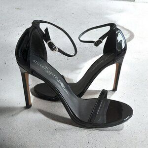 STUART WEITZMAN Black Patent Leather Sandals Heels Size 9